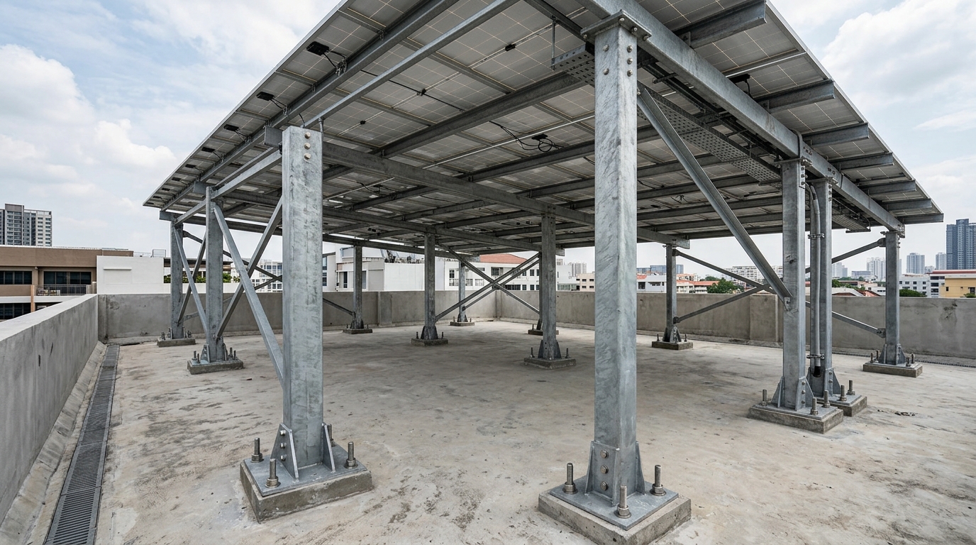 Heavy duty solar mounting structure for Bengal cyclonic weather